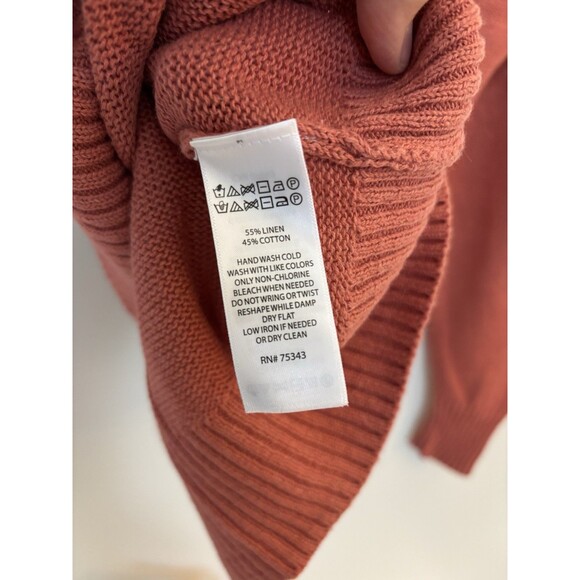 Sigrid Olsen Salmon Color Cotton Linen Knit Pullover Size Small - Picture 4 of 4